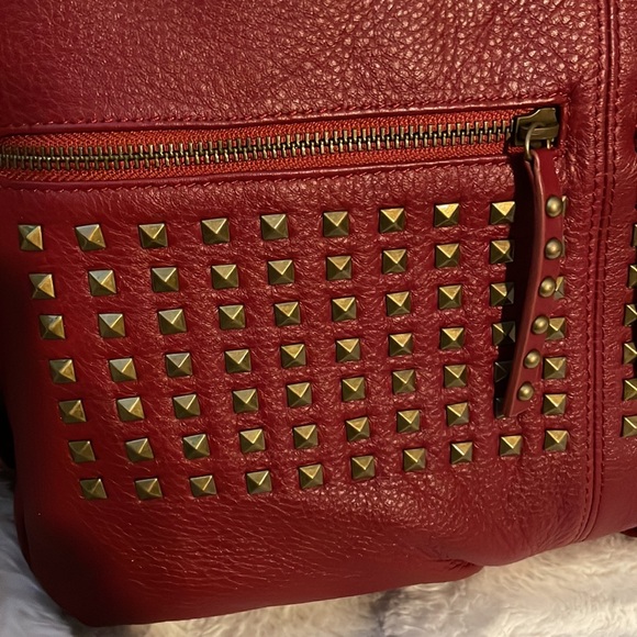 Fenn Wright Manson Leather Crossbody Studded Wine Color - Picture 6 of 10